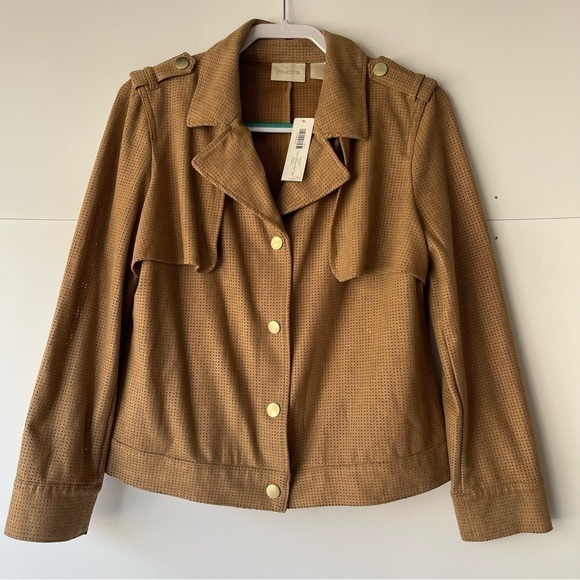 NWT! ($60) Chico’s Brown Beige Blazer Jacket Coat, Sz 1/US M8 - Picture 1 of 10